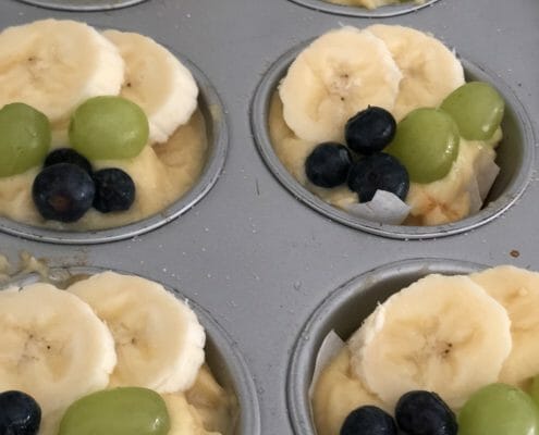 Gebakjes van Lassie Rijstbodem rijstvlaai met room en fruit